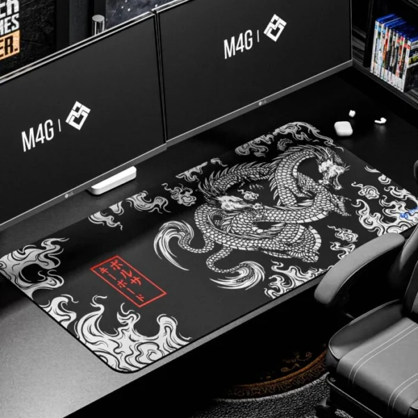 Mousepad black and White Dragon