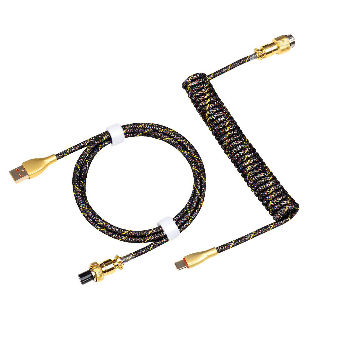 1(10) Coiled USB-C Keyboard Cable with Aviation Connector - Image 1